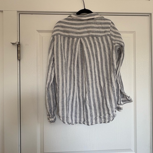 Greyson Women's Gray Striped Button Down Shirt - Picture 2 of 5